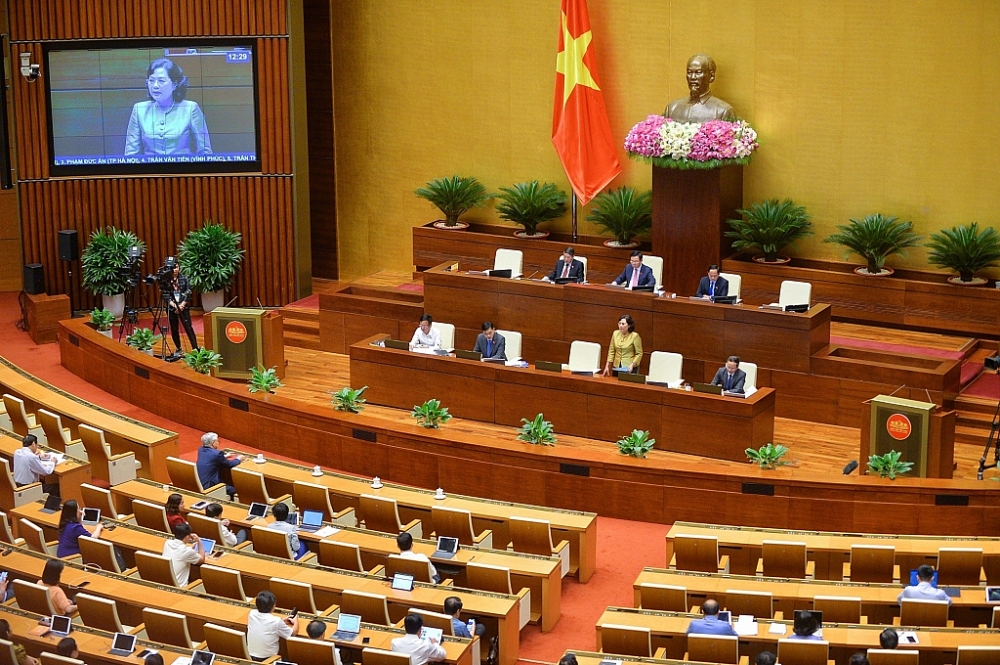 Quốc hội tiến hành thảo luật về dự án Luật Các tổ chức tín dụng (sửa đổi). Ảnh: Quochoi.vn