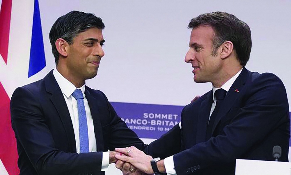 Thủ tướng Anh Rishi Sunak và Tổng thống Pháp Emmanuel Macron 