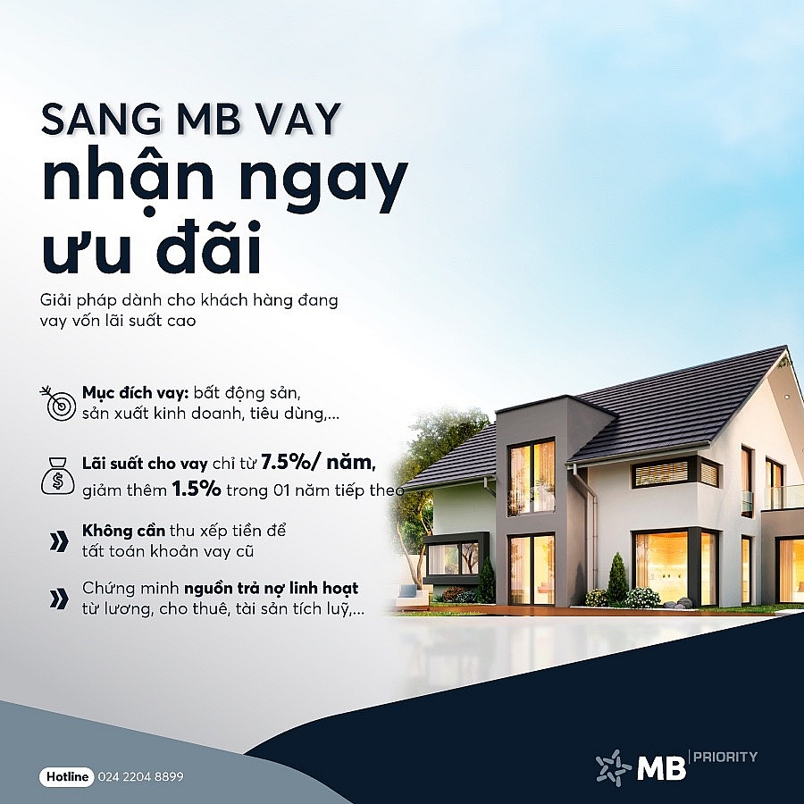 MB triển khai chính sách cho khách hàng cá nhân vay vốn để trả nợ trước hạn khoản vay tại ngân hàng khác.