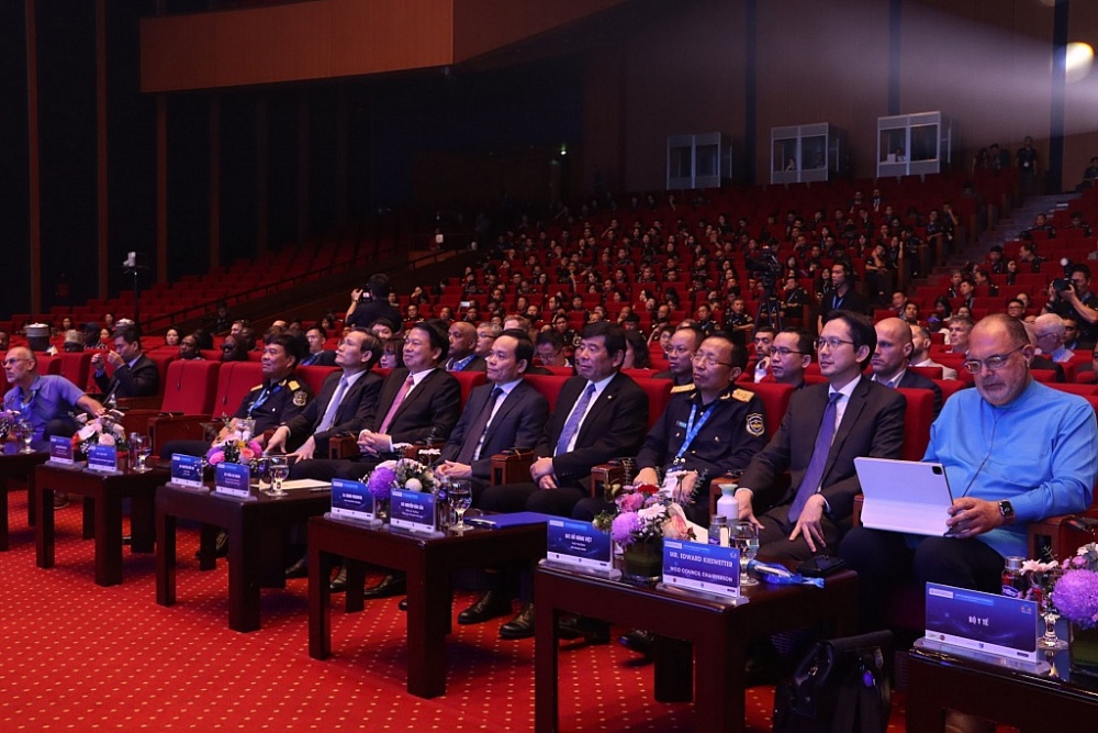 Quang cảnh Hội nghị và Triển lãm công nghệ năm 2023 của WCO diễn ra sáng 10/10/2023 tại Thủ đô Hà Nội. Ảnh: Quang Hùng.