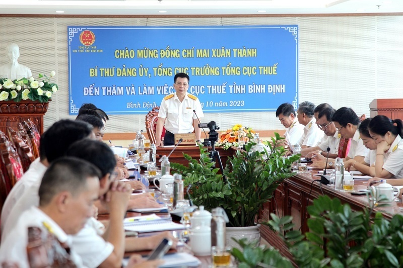 Tổng cục trưởng Tổng cục Thuế Mai Xuân Thành làm việc với Cục Thuế tỉnh Bình Định
