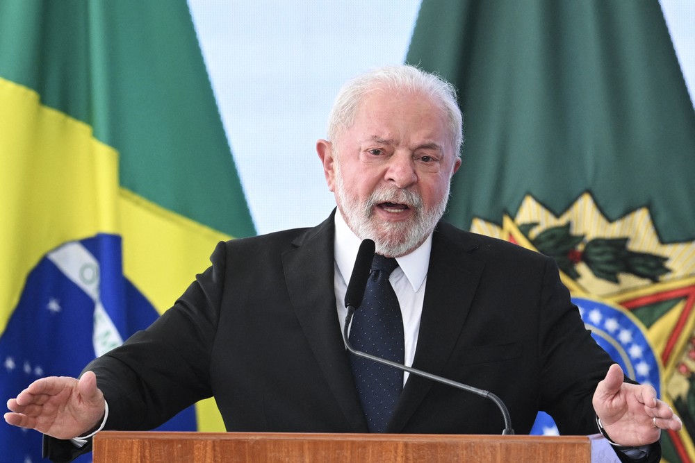 Tổng thống Brazil Luiz Inacio Lula phát biểu tại Brasilia ngày 15/3/2023. (Ảnh: AFP/TTXVN)