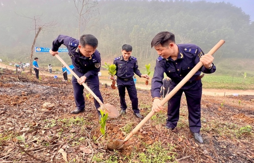 Hải quan Cao Bằng tổ chức trồng cây đầu Xuân Giáp Thìn