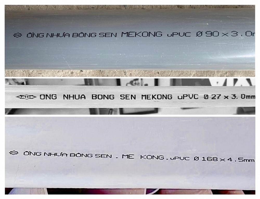 Mẫu ống nhựa xâm phạm quyền nhãn hiệu Ống nhựa Hoa Sen thu được tại cơ sở Hoàng Anh.