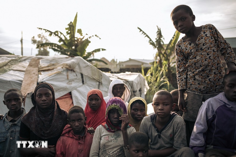 Trẻ em tại trại tị nạn ở Goma, Cộng hòa Dân chủ Congo, ngày 27/3/2023. (Ảnh: AFP/TTXVN)