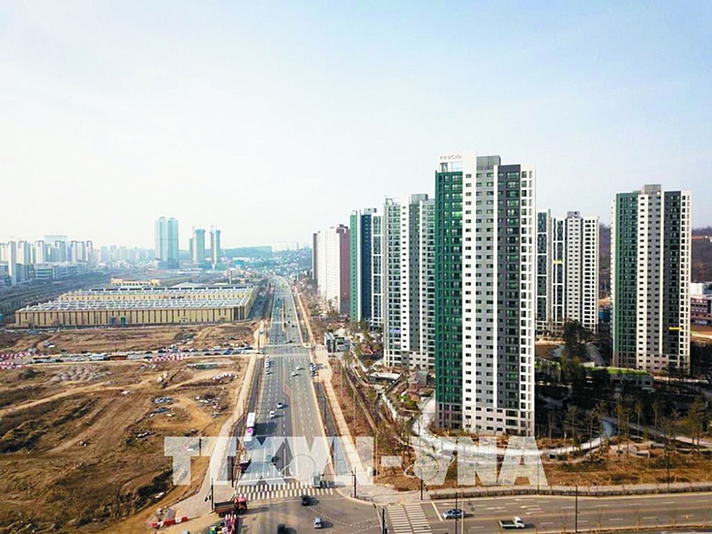 Công trường xây dựng các tòa nhà chung cư ở phía Bắc thủ đô Seoul, Hàn Quốc.