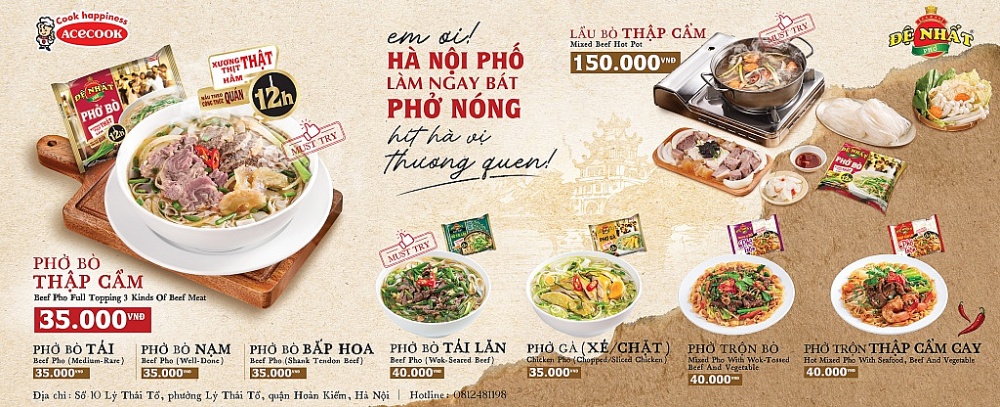 Acecook Việt Nam khai trương quán phở ăn liền đệ nhất tại Hà Nội