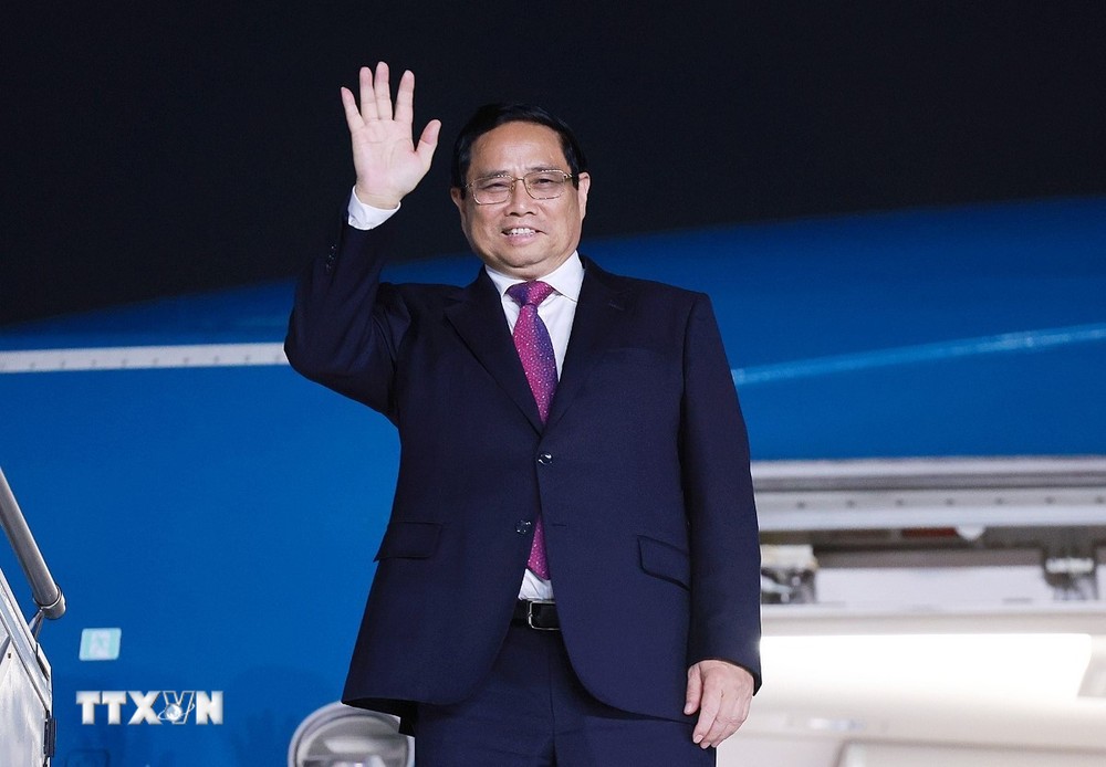 Thủ tướng Phạm Minh Chính kết thúc chuyến thăm cấp Nhà nước đến Ấn Độ. (Ảnh: Dương Giang/TTXVN)
