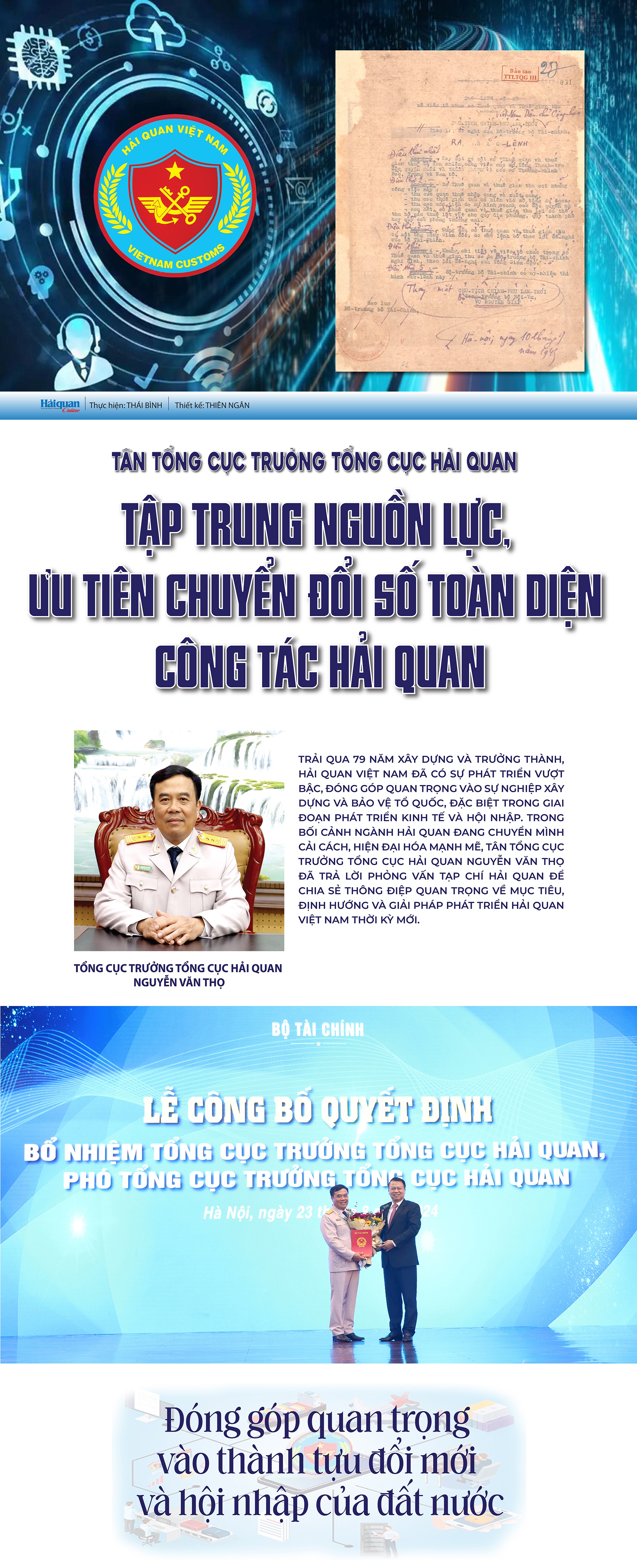 (LONGFORM) Tân Tổng cục trưởng Tổng cục Hải quan Nguyễn Văn Thọ: Tập trung nguồn lực, ưu tiên chuyển đổi số toàn diện công tác hải quan