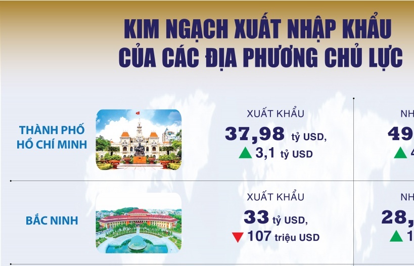 (INFOGRAPHICS) 10 địa phương xuất nhập khẩu chủ lực của Việt Nam