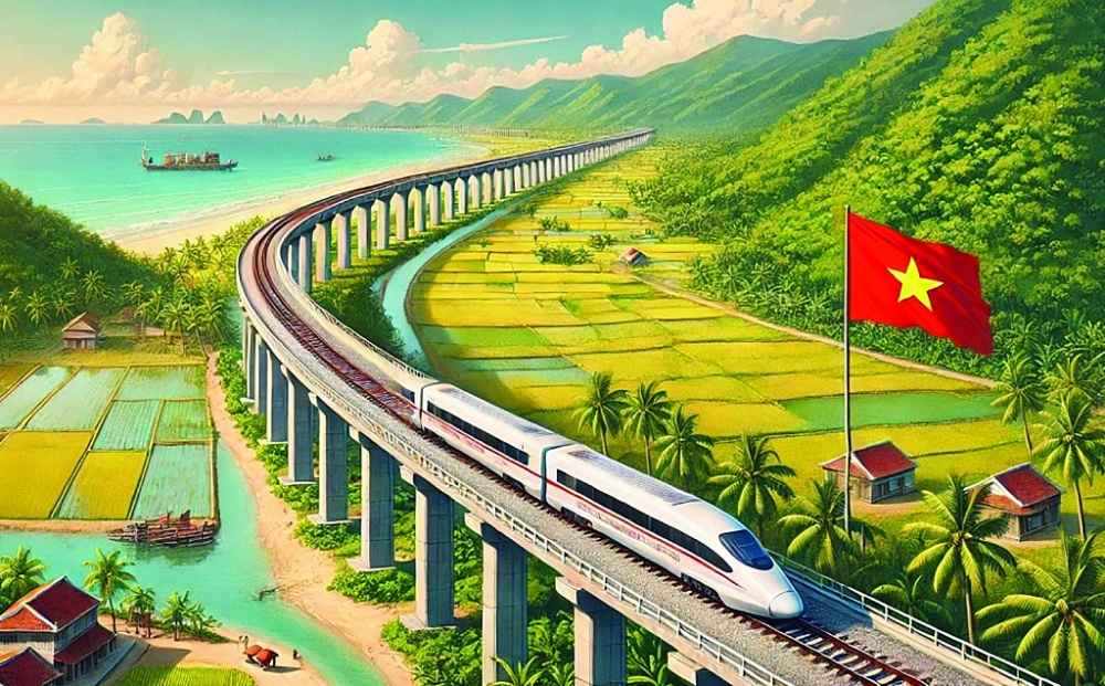 Trên hành lang Bắc - Nam, ĐSTĐC tập trung ưu tiên vận tải hành khách phục vụ nhiệm vụ an ninh, quốc phòng và có thể vận tải hàng hóa sau năm 2050 nếu có nhu cầu tăng cao. 	Ảnh minh họa: ST