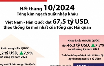 (INFOGRAPHICS) Kim ngạch hơn 67 tỷ USD, Hàn Quốc là đối tác thương mại lớn thứ 3 của Việt Nam