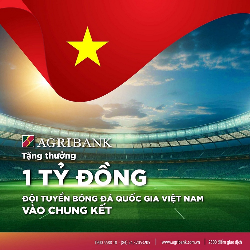 Agribank tặng thưởng 1 tỷ đồng cho Đội tuyển Bóng đá Quốc gia Việt Nam