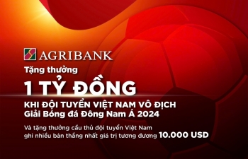 Agribank sẽ trao thưởng 1 tỷ đồng khi Đội tuyển Việt Nam vô địch Giải Bóng đá Đông Nam Á 2024