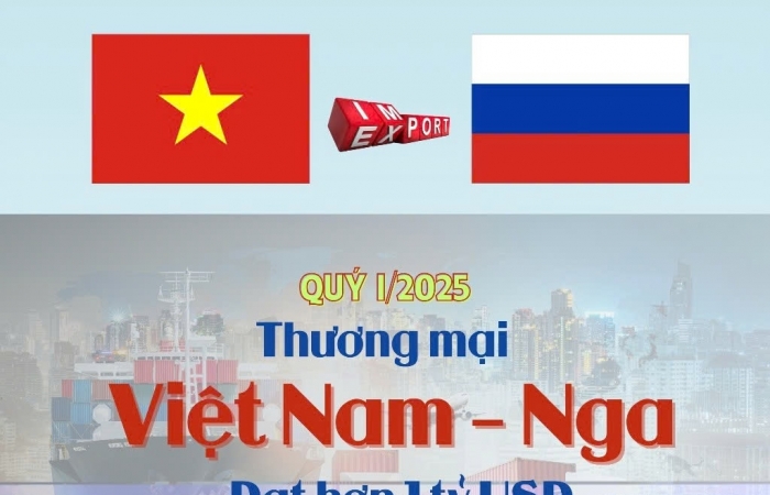 (INFOGRAPHICS): Thương mại Việt Nam - Nga đạt hơn 1 tỷ USD trong quý đầu năm