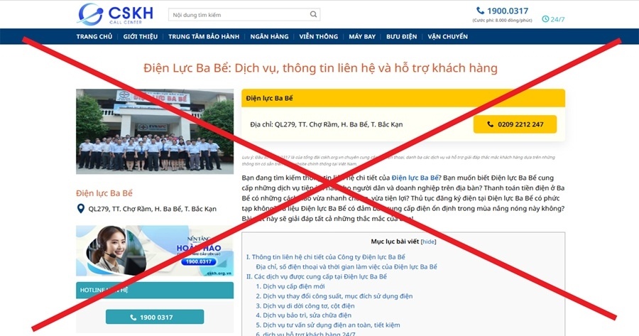 Trang web giả mạo EVNNPC