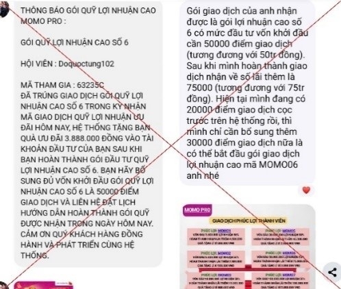 Thủ đoạn lừa đảo khi tham gia đầu tư qua ứng dụng MoMo Pro giả mạo
