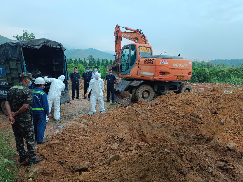 Hải quan cửa khẩu Lào Cai tiêu hủy hơn 2,5 tấn thực phẩm đông lạnh nhập lậu