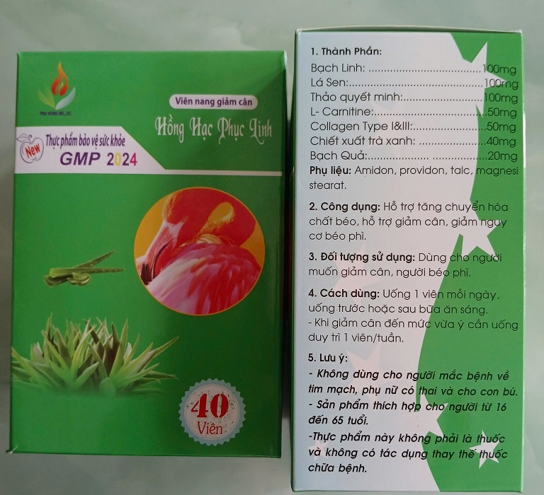 Phát hiện sản phẩm Viên nang giảm cân Hồng Hạc Phục Linh có chứa chất cấm