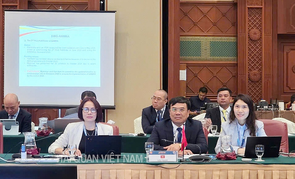 Cục trưởng Cục Hải quan (Việt Nam) Nguyễn Văn Thọ dẫn đầu đoàn công tác tham dự Hội nghị Tổng cục trưởng Hải quan ASEAN lần thứ 34. Ảnh: CHQ