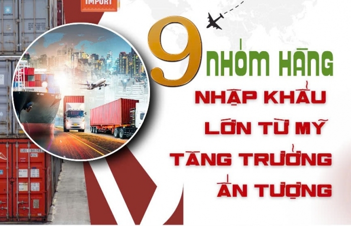 (INFOGRAPHICS): 9 nhóm hàng lớn nhập khẩu từ Mỹ tăng trưởng ấn tượng