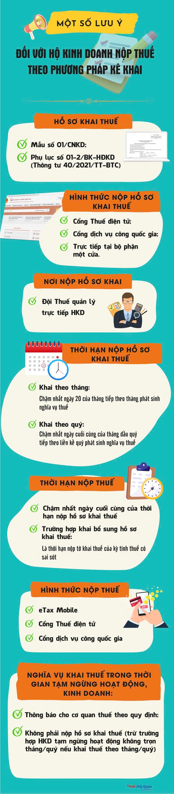 (INFOGRAPHICS) Một số lưu ý đối với hộ kinh doanh áp dụng phương pháp kê khai