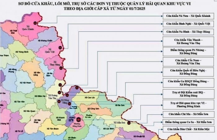 (INFOGRAPHICS) 12 cửa khẩu, lối mở, trụ sở các đơn vị thuộc quản lý của Chi cục Hải quan khu vực VI