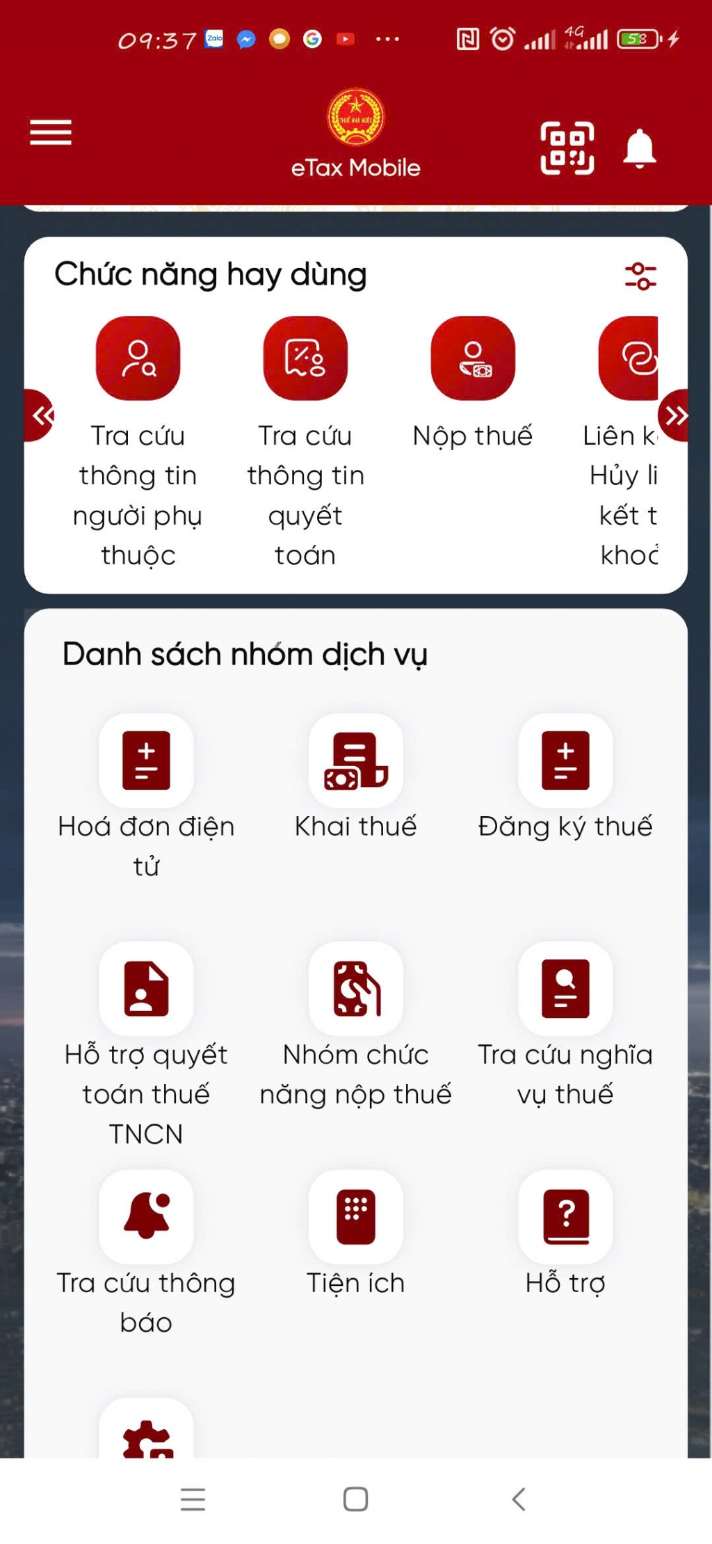 Hướng dẫn cập nhật, thay đổi thông tin đăng ký thuế qua eTax Mobile