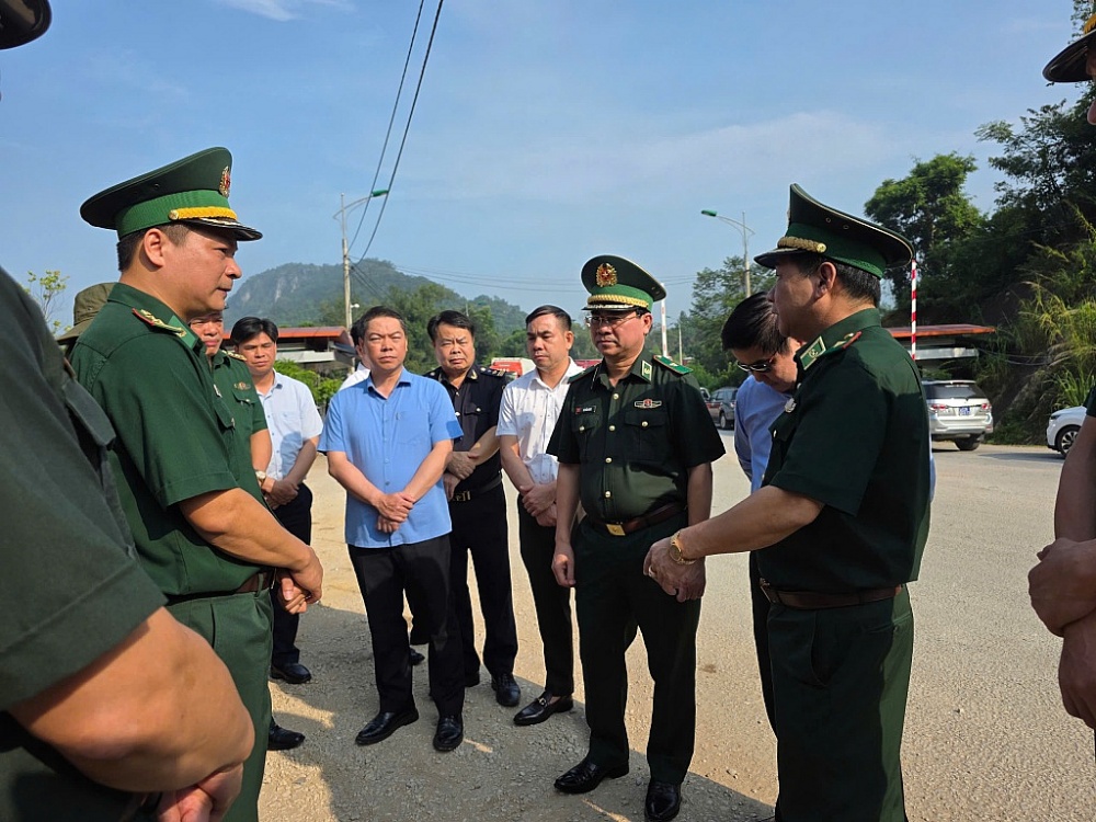 Đoàn công tác khảo sát phương thức vận chuyển hàng hoá tại đường chuyên dụng thuộc cửa khẩu quốc tế Hữu Nghị.