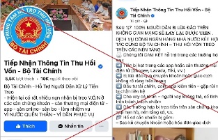 Cảnh báo trang facebook tích xanh giả mạo Bộ Tài chính hỗ trợ lấy lại tiền bị lừa
