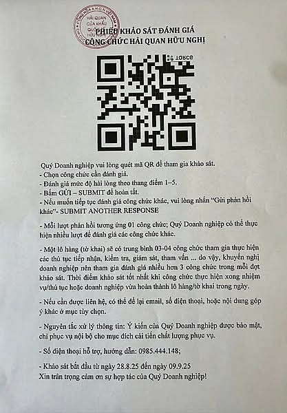 Hải quan Hữu Nghị lấy ý kiến đánh giá khảo sát của DN đối với từng công chức thừa hành