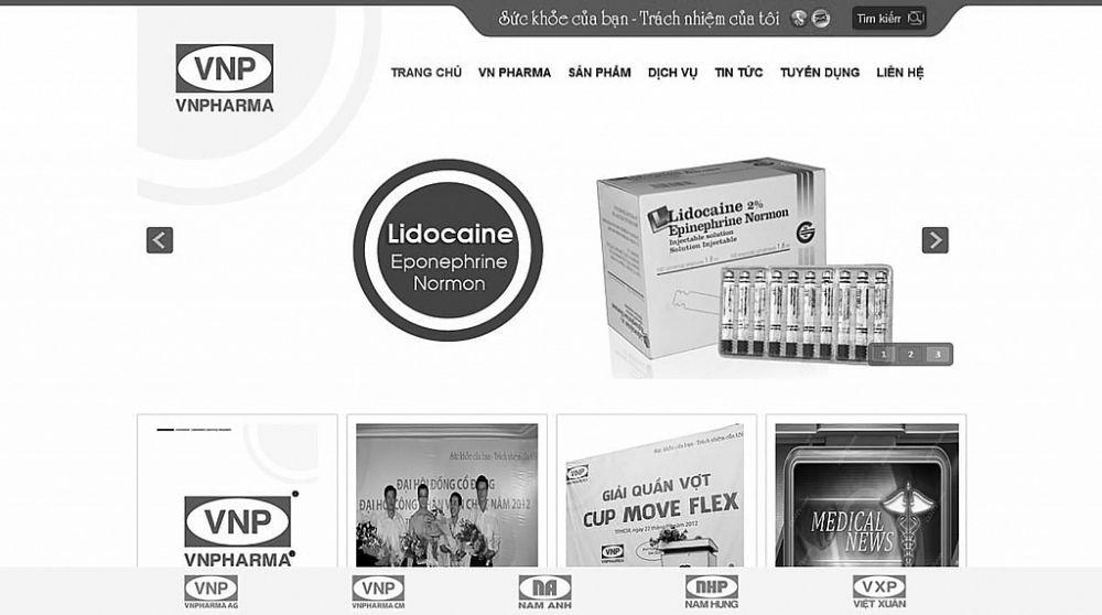 Website Công ty dược phẩm VN PHARMA với slogan “Sức khỏe của bạn – Trách nhiệm của tôi”. Công ty này sau đó đã bị phát hiện đưa thuốc ung thư giả ra thị trường