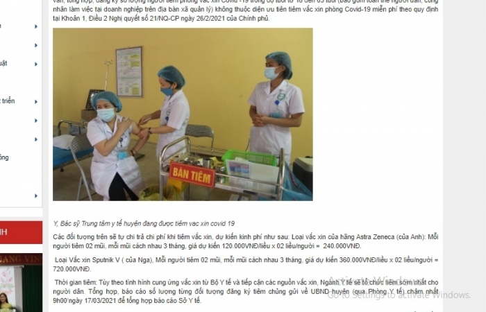 Sở Y tế Bắc Giang lí giải việc thông báo tiêm vắc xin phòng Covid-19 có giá tới 360 nghìn/liều