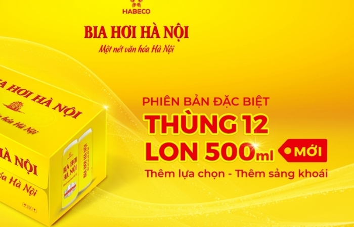 Bia hơi Hà Nội ra mắt phiên bản đặc biệt thùng 12 lon 500ml mới