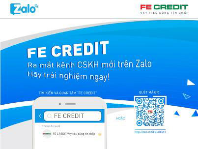 FE CREDIT chăm sóc khách hàng trực tuyến trên Zalo