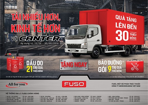 30 triệu đồng khuyến mại dành cho khách hàng mua Fuso Canter