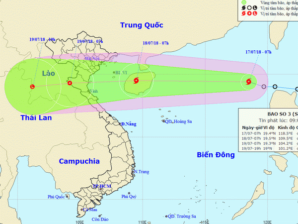 Áp thấp nhiệt đới đã mạnh lên thành cơn bão số 3 mang tên Son