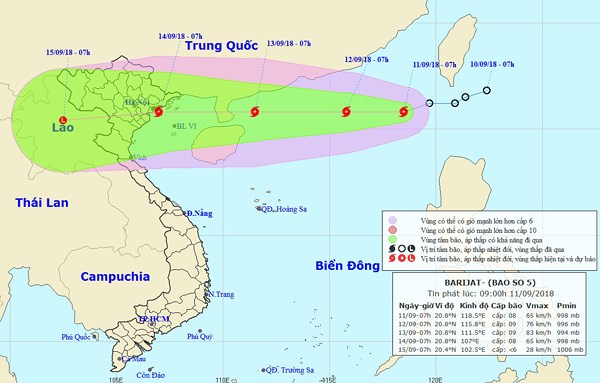 Bão Barijat đã vào Biển Đông