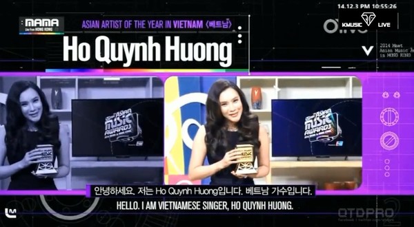 ho quynh huong nhan giai nghe si chau a xuat sac nhat