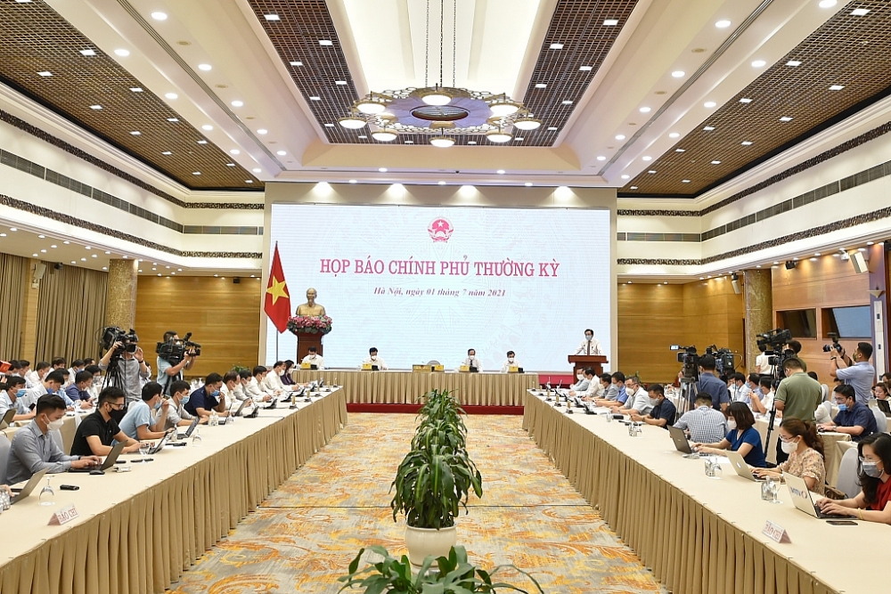Toàn cảnh buổi họp báo Chính phủ thường kỳ tháng 6/20201. Ảnh: VGP/Quang Hiếu