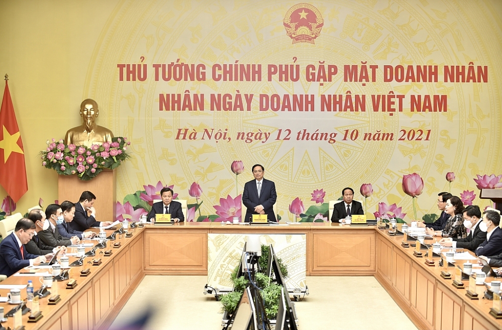 Thủ tướng Chính phủ Phạm Minh Chính phát biểu tại buổi gặp mặt doanh nhân.