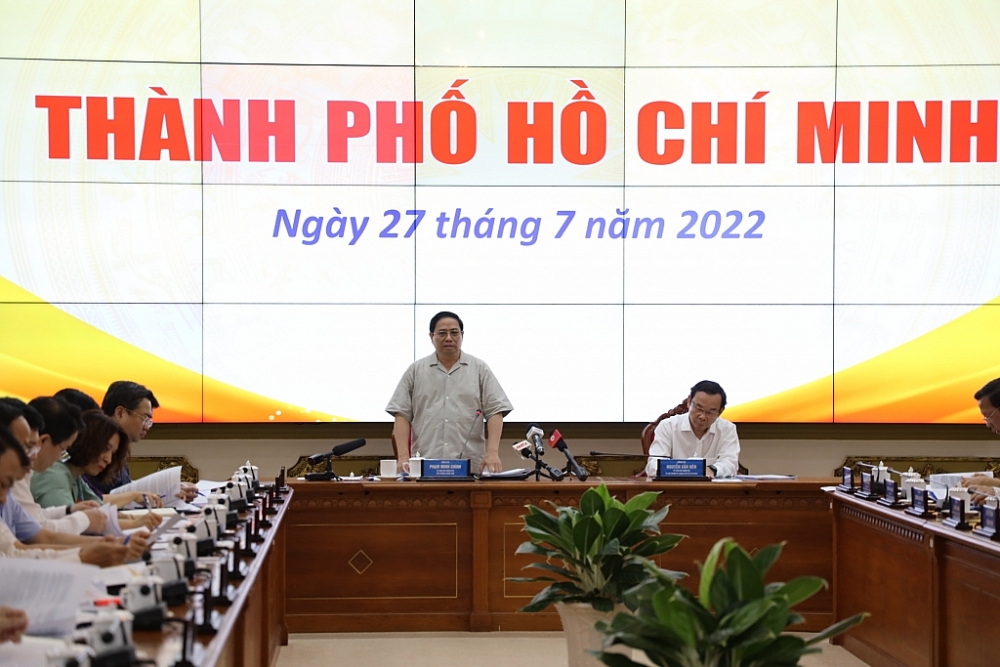 Thủ tướng Chính phủ Phạm Minh Chính chỉ đạo tháo gỡ các vấn đề 'nóng' tại TPHCM. Ảnh UBND TPHCM