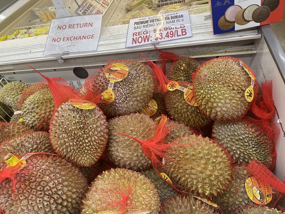 Sầu riêng đông lạnh của Việt Nam bán tại siêu thị của Mỹ. Ảnh: CTV