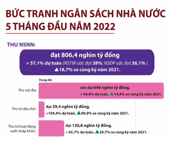 Infographics : Bức tranh ngân sách 5 tháng đầu năm 2022