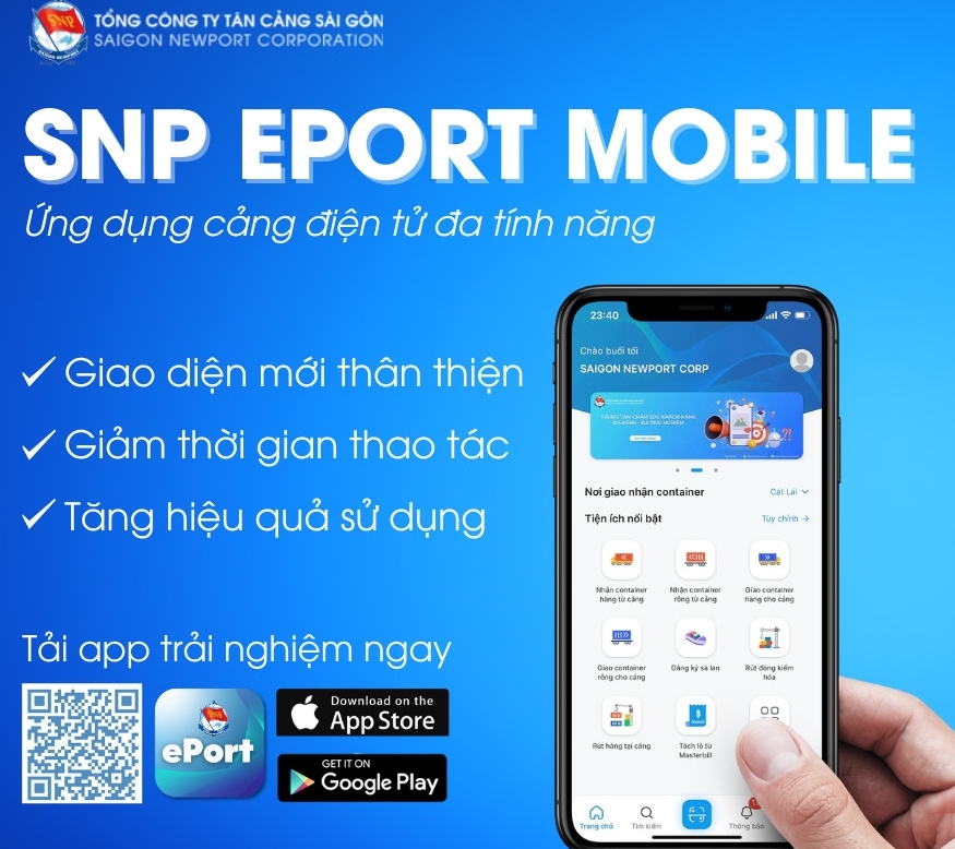 Chính thức ra mắt ứng dụng di động SNP Eport của Tân cảng Sài Gòn