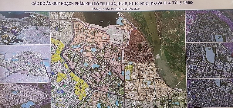 Bản đồ quy hoạch phân khu tại 4 quận nội đô lịch sử vừa được UBND TP Hà Nội phê duyệt. 	Ảnh: X. Thảo