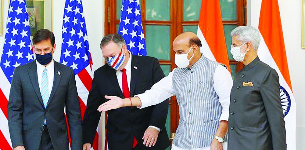Các bộ trưởng ngoại giao, quốc phòng Mỹ và Ấn Độ gặp nhau trong Đối thoại 2+2 lần thứ 3 tại New Delhi.
