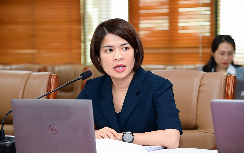 Bà Phạm Thị Thanh Hoài - Thành viên HĐQT cập nhật kết quả kinh doanh tích cực của VietinBank trong quý I/2023.