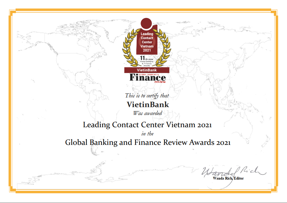 Ảnh minh họa: Đây là lần thứ 4 liên tiếp VietinBank nhận giải thưởng “Trung tâm Dịch vụ khách hàng dẫn đầu Việt Nam”