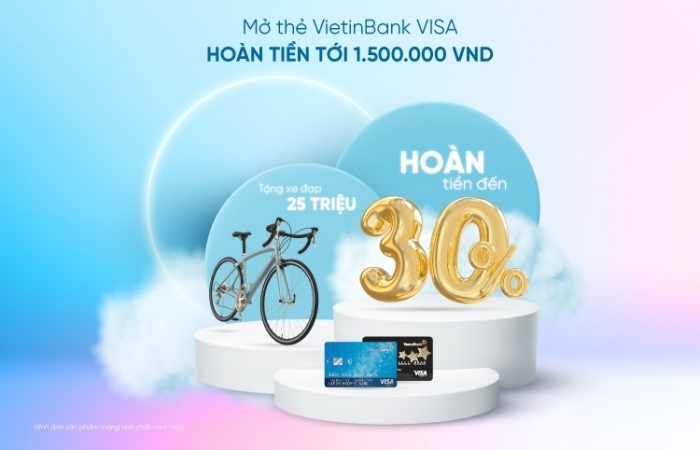 Mở thẻ VietinBank Visa nhận hoàn tiền đến 1.500.000 đồng